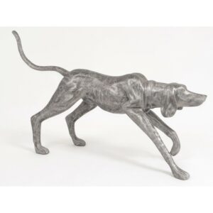 Statue design chien de chasse en aluminium gris