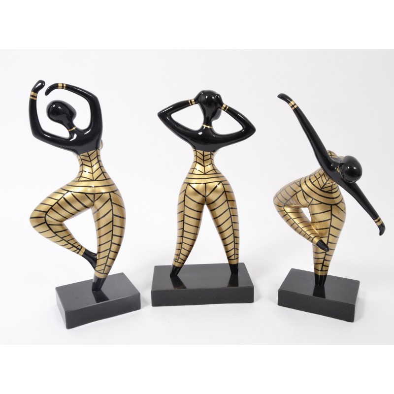 decostatuefemmesdanseusesnoirordoredecorationoriginale