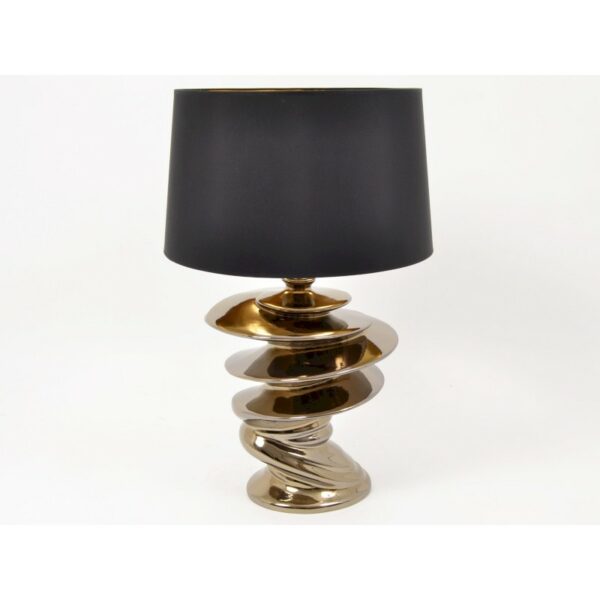 lampe design ceramique torsade or abat-jour noir