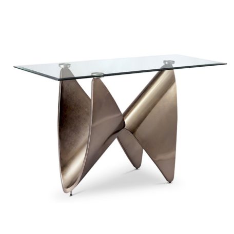 Console design KNOT en métal et verre