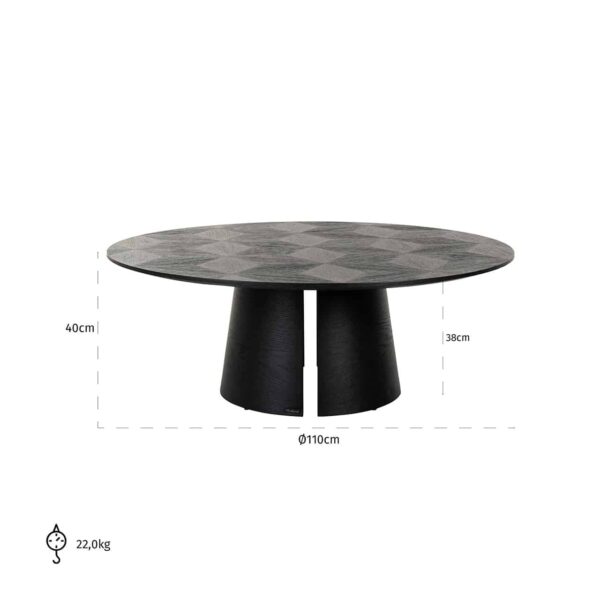 Table basse ronde BLAX bois chêne noir