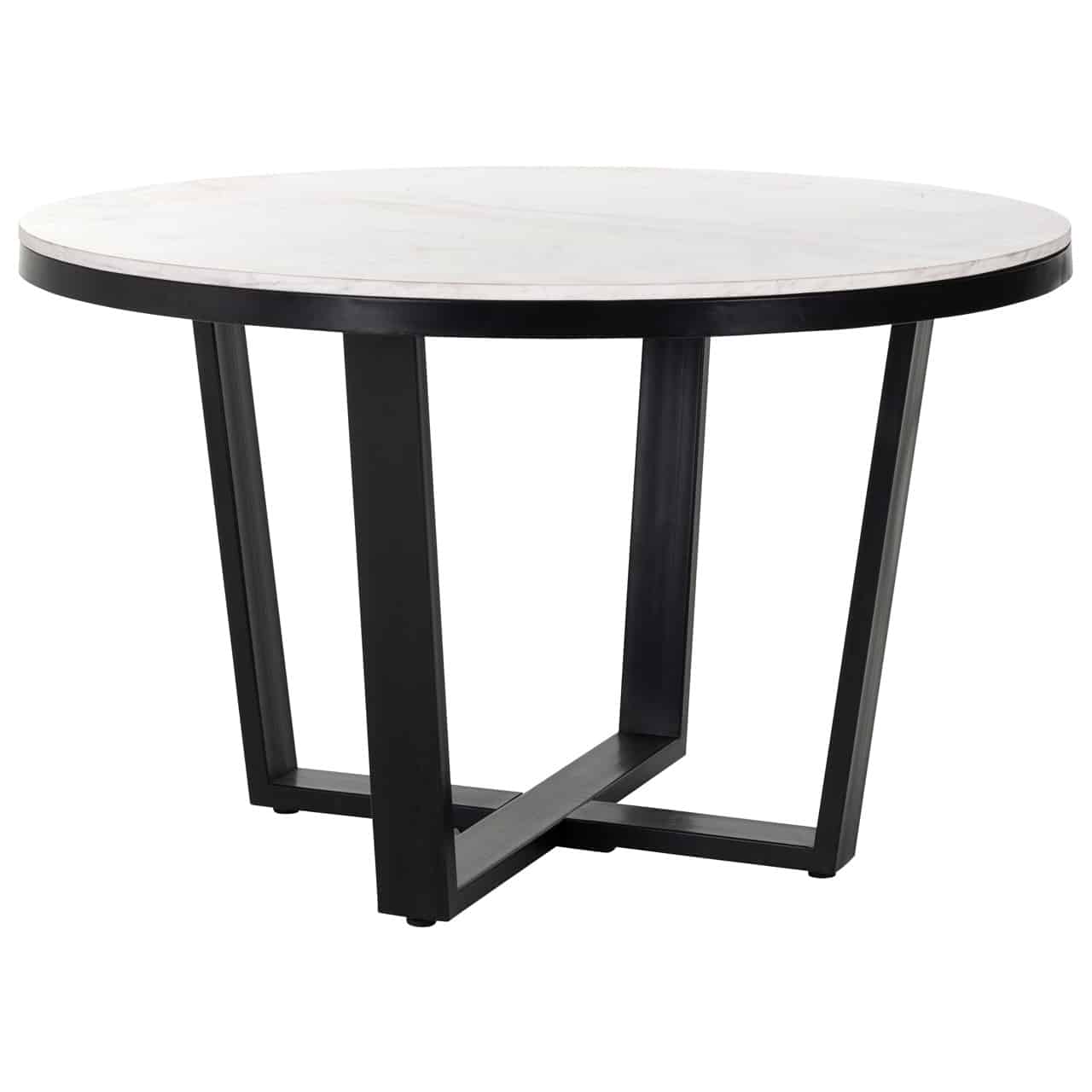 Table ronde moderne marbre de Carrare pieds métal noir LEXINGTON