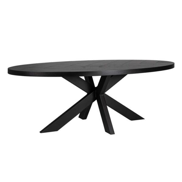 table ovale originale bois chene bâton rompu