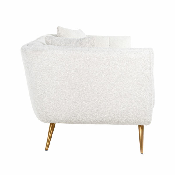 Canapé design HUXLEY en tissu bouclé blanc