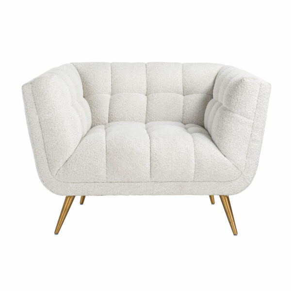 Fauteuil design HUXLEY en tissu bouclé blanc