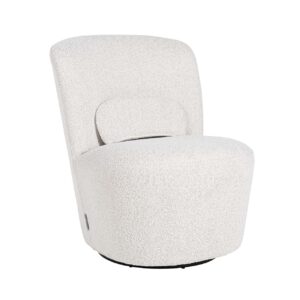 Fauteuil pivotant en tissu blanc bouclé LETITIA