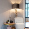 Fauteuil pivotant ROND en tissu blanc