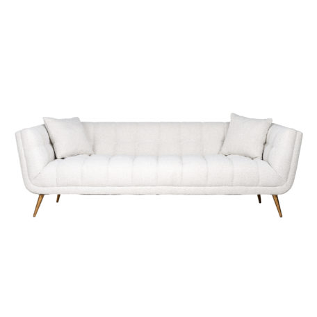 Canapé  design HUXLEY en tissu bouclé blanc 