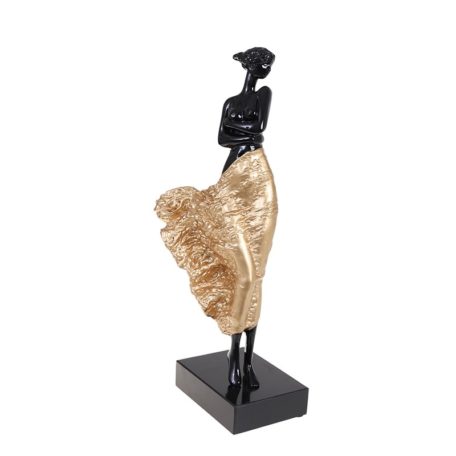 Sculpture femme robe drapée or
