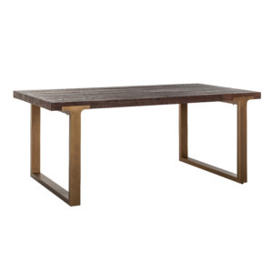 Table CROMFORD en bois d'orme et métal or brossé