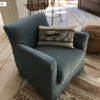 Fauteuil BANDOL en lin bleu gris