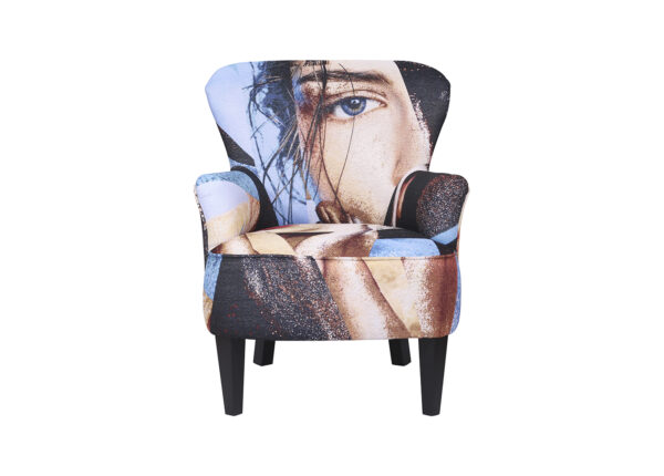 fauteuil moderne tendance tissu motif visage