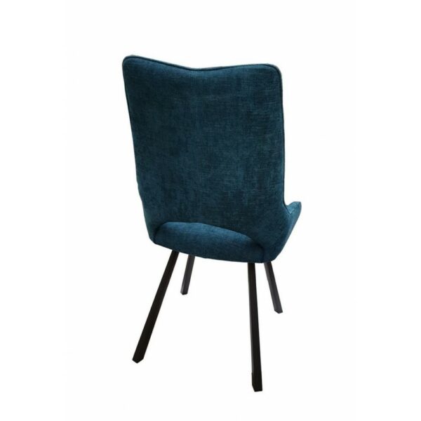 Chaise moderne confortable en tissu bleu pieds métal noir