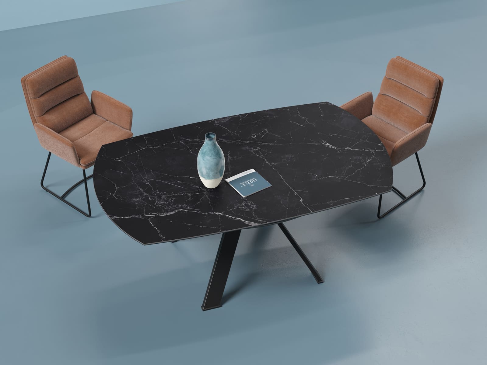 table ronde céramique finition MARBRE NOIR