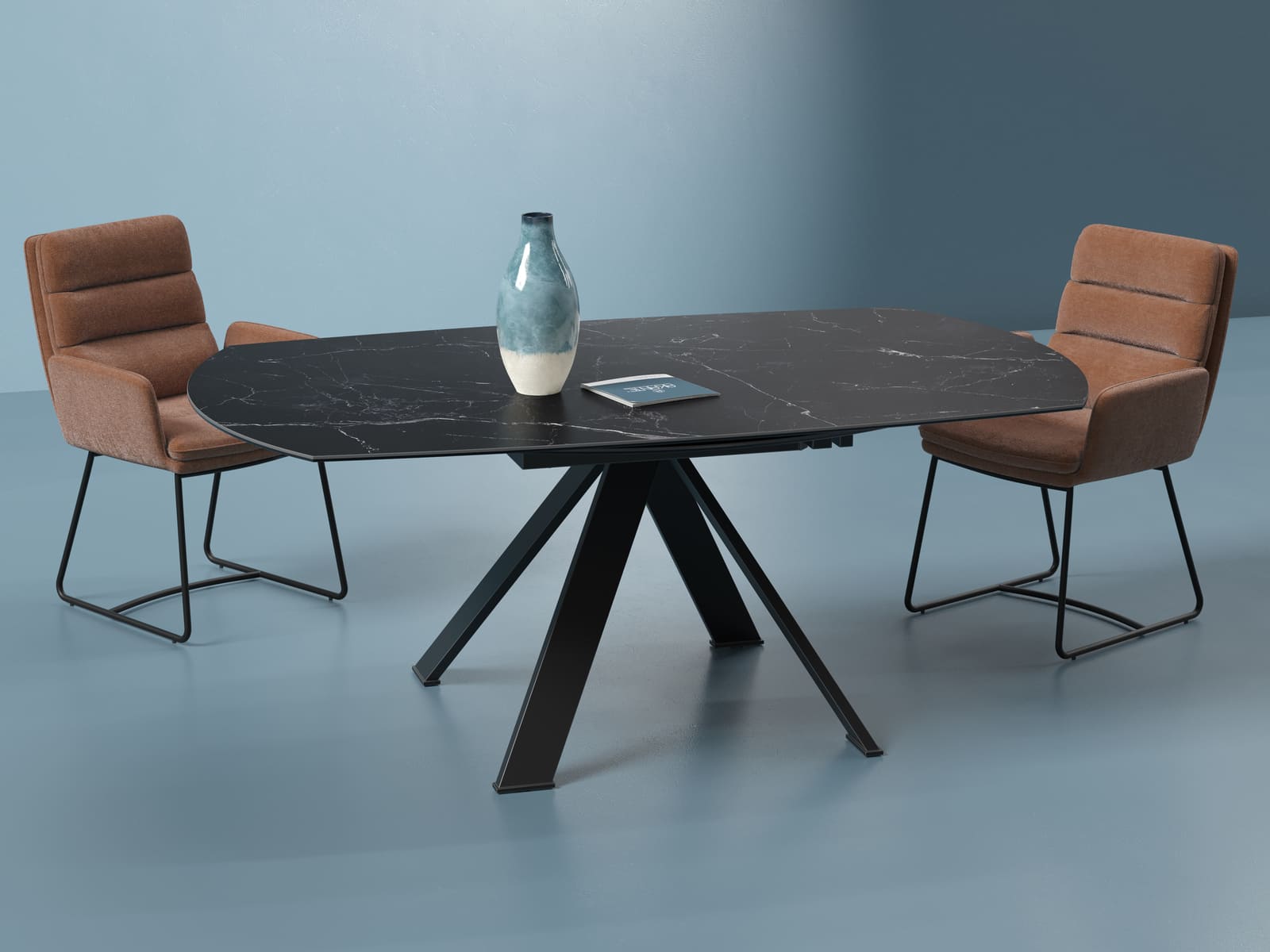 table ronde céramique finition MARBRE NOIR