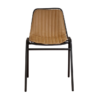 Chaise loft en cuir beige et pieds métal gris