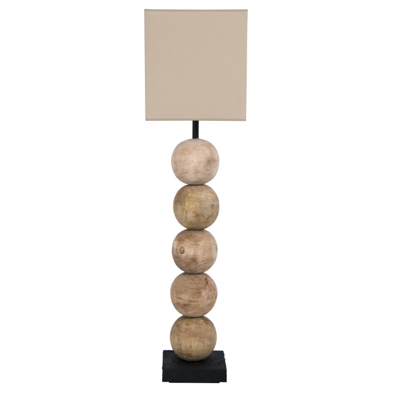 Lampe en Bois Flotté Unique - Abat-jour Gris et Socle en Bois Naturel