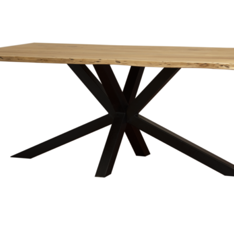 Table LOFT plateau en acacia et pied étoile en métal noir