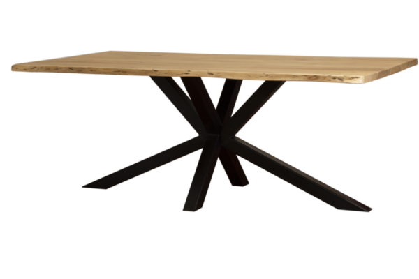 Table LOFT plateau en acacia et pied étoile en métal noir