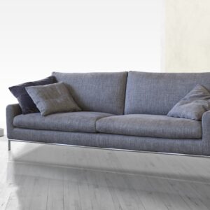 canapé gris confortable pieds métal argent