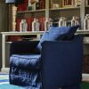 fauteuil tissu bleu indigo