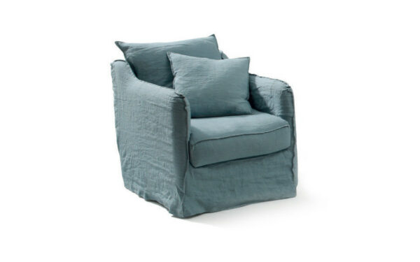 fauteuil lin bleu vert