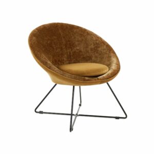 fauteuil rond velours jaune moutarde caramel