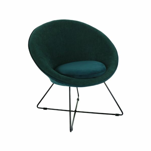 fauteuil boule velours bleu