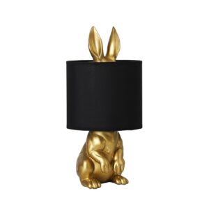 lampe originale lapin or abat-jour noir cache-cache
