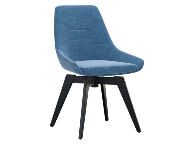 Chaise bleu assise pivotante pieds acier métal noir