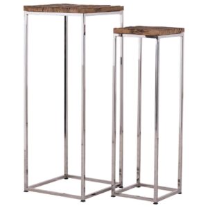 socles colonnes bois métal argent