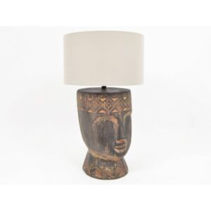 Lampe visage bois style ethnique totem