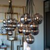 suspension design boules sphères verre gris fumé