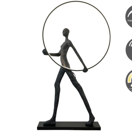 Lampadaire sculpture femme avec rond led 
