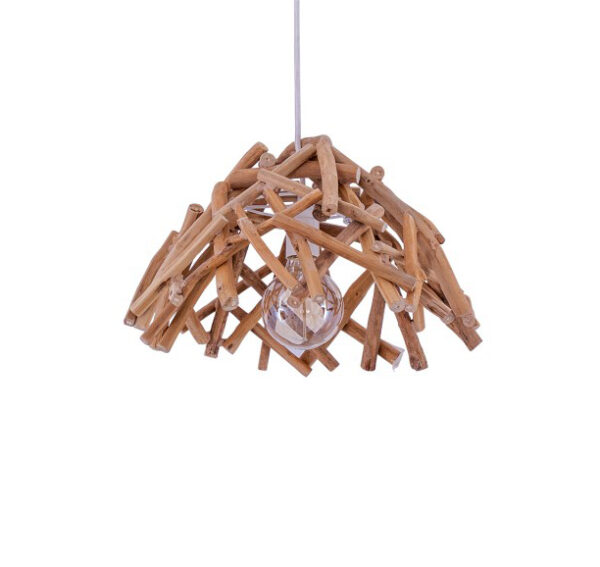 Suspension lampe deco en bois flotté naturel