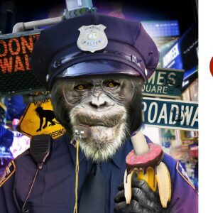 Tableau singe policier déco murale chimpanzé