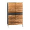 meuble de rangement en bois teck et métal gris style industriel atelier loft