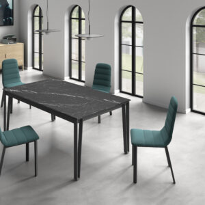 table céramique noire pieds épingle