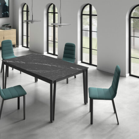 table céramique noire pieds épingle