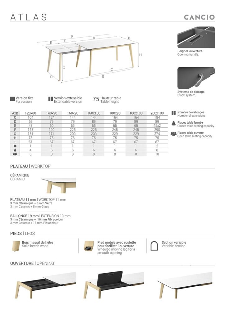 table ATLAS céramique et bois cancio