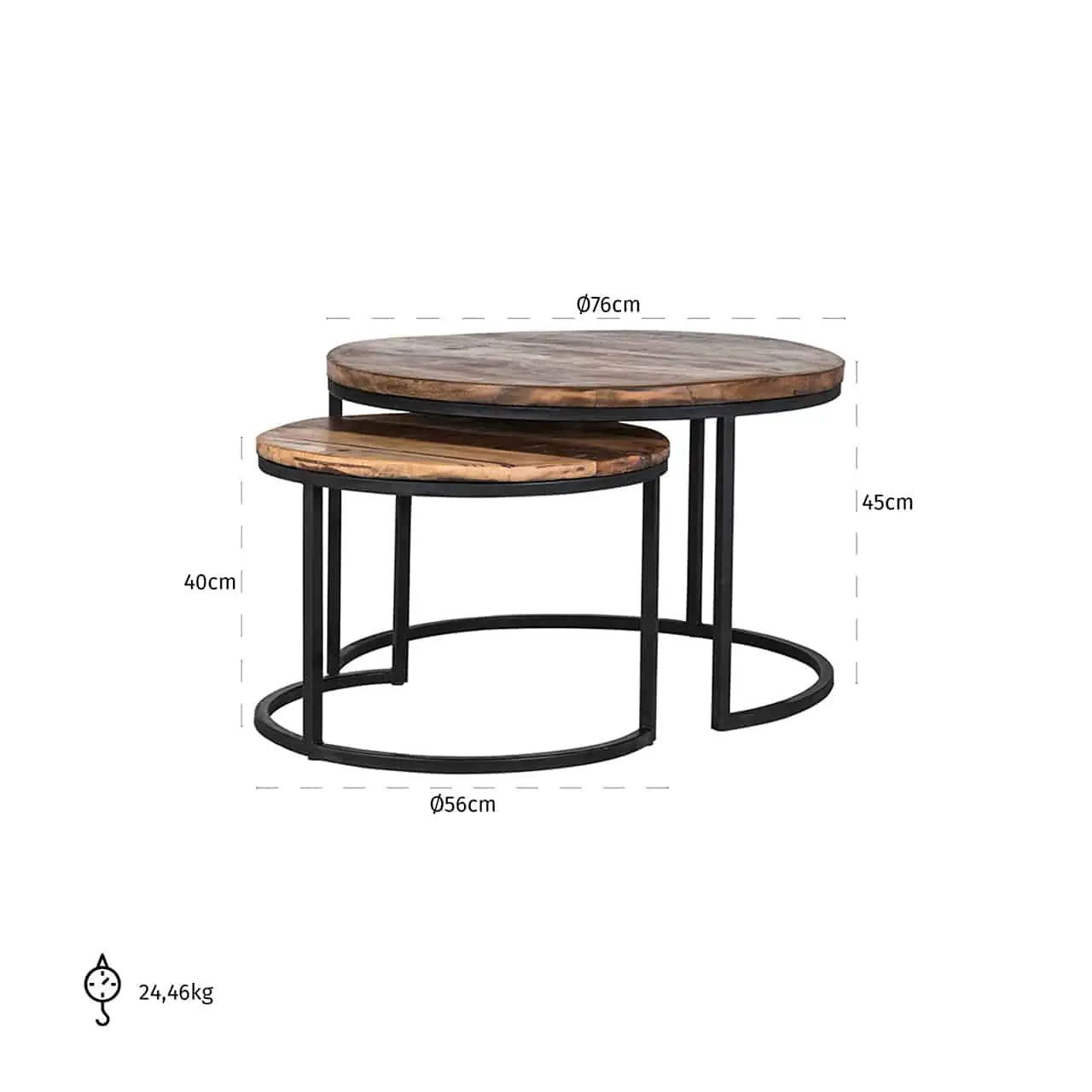 tables basses gigognes bois manguier métal noir brooke design richmond interiors