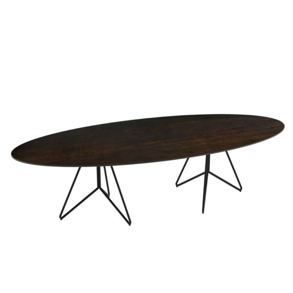 grande table basse de salon forme ovale pieds métal noir