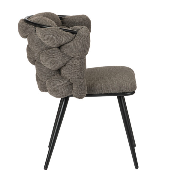 Chaise moderne et design avec noeuds et pied en métal laqué noir