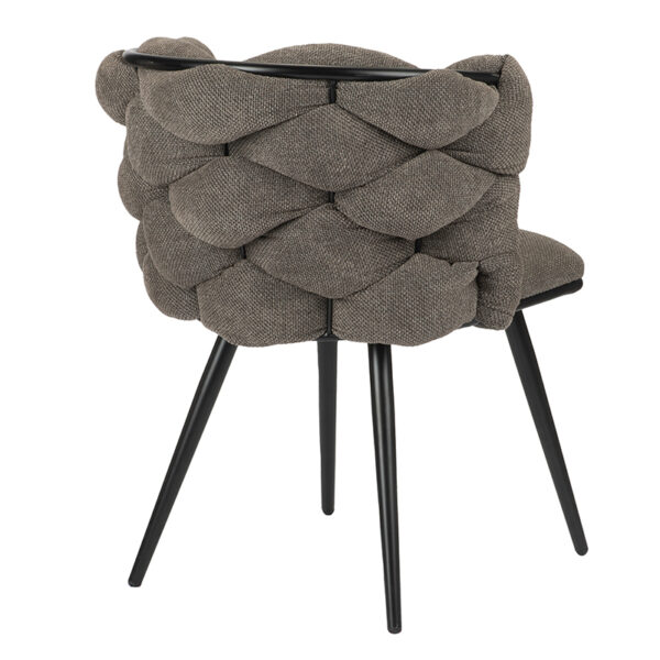 Chaise moderne et design avec noeuds et pied en métal laqué noir