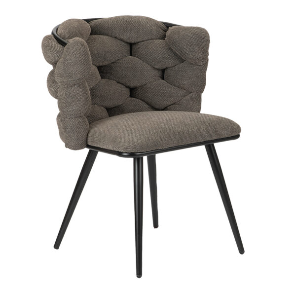 Chaise moderne et design avec noeuds et pied en métal laqué noir