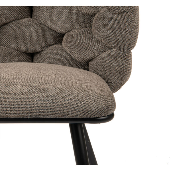 Chaise moderne et design avec noeuds et pied en métal laqué noir