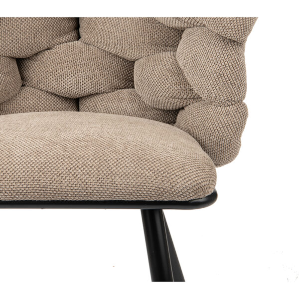 Chaise moderne et design avec noeuds et pied en métal laqué noir