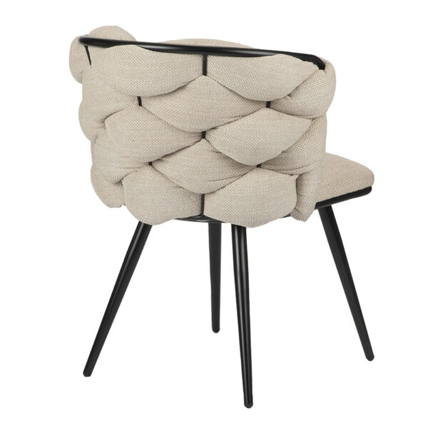 Chaise moderne et design avec noeuds et pied en métal laqué noir