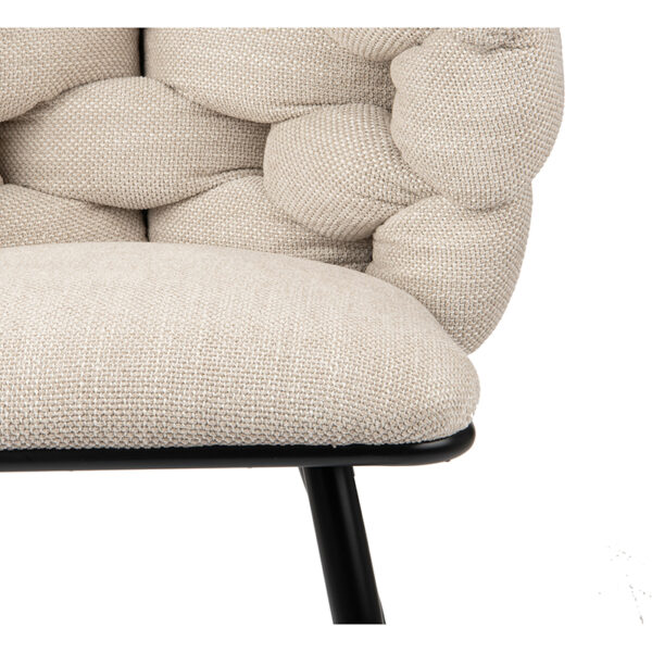 Chaise moderne et design avec noeuds et pied en métal laqué noir