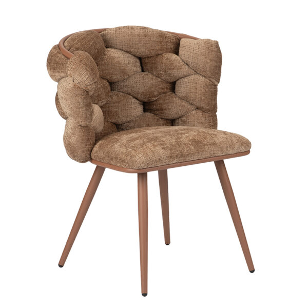 Chaise moderne et design avec noeuds et pied en métal laqué noir